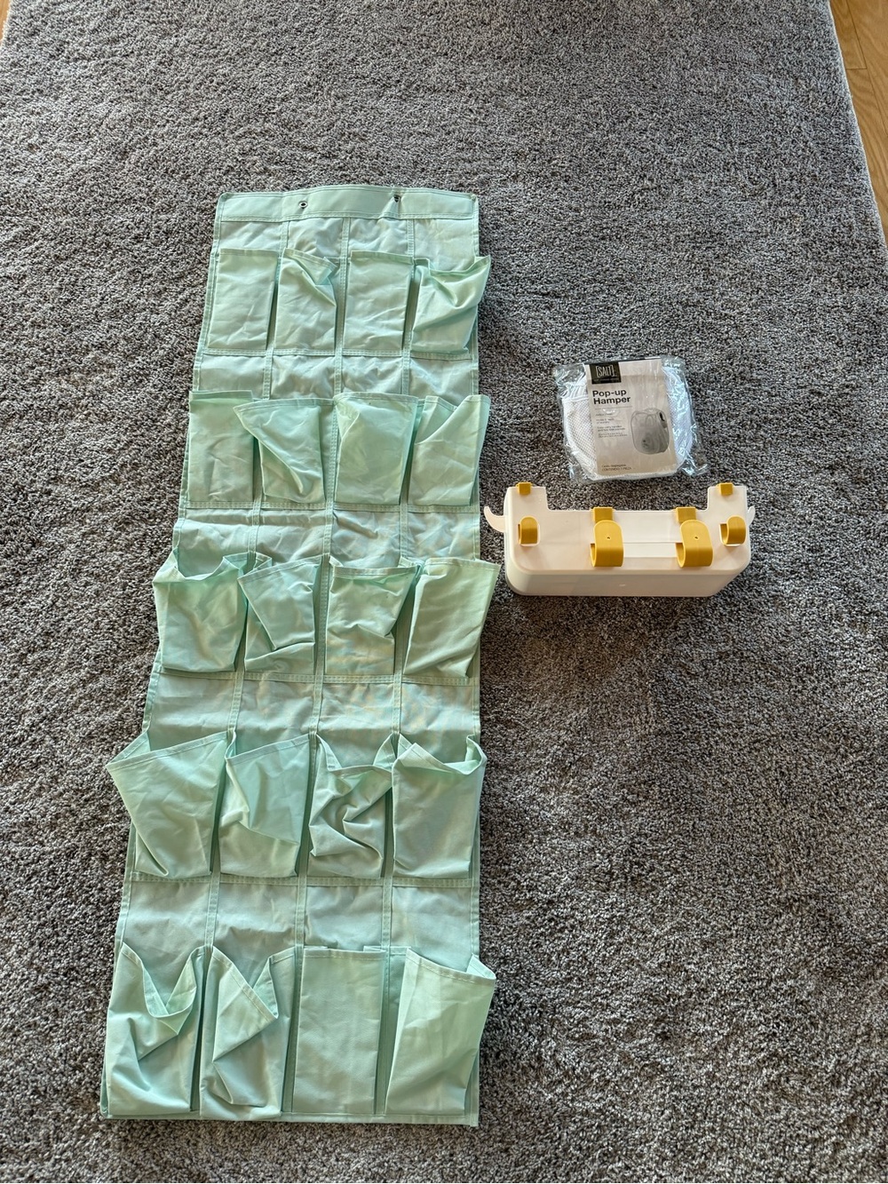 Mint Green Hanging Pocket Organizer - Multi-Pocket Storage